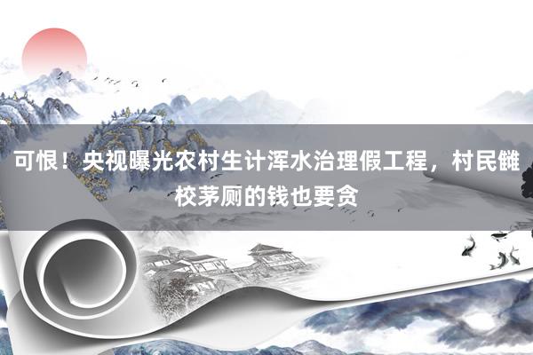 可恨！央视曝光农村生计浑水治理假工程，村民雠校茅厕的钱也要贪