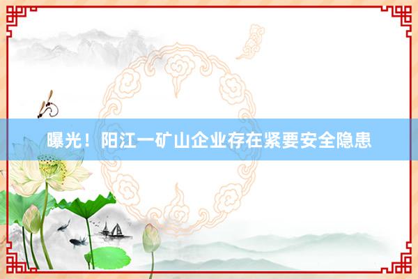 曝光！阳江一矿山企业存在紧要安全隐患