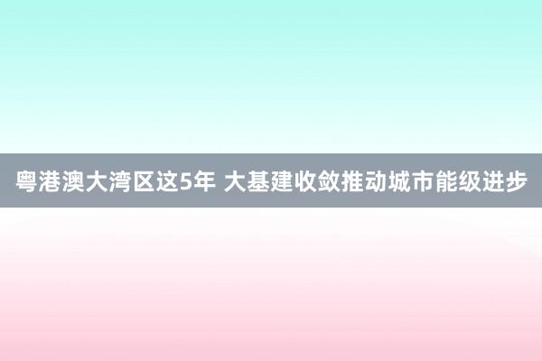 粤港澳大湾区这5年 大基建收敛推动城市能级进步