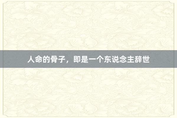 人命的骨子，即是一个东说念主辞世