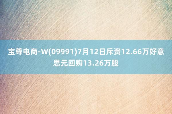 宝尊电商-W(09991)7月12日斥资12.66万好意思元回购13.26万股