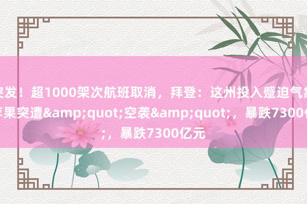 突发！超1000架次航班取消，拜登：这州投入蹙迫气象！苹果突遭&quot;空袭&quot;，暴跌7300亿元