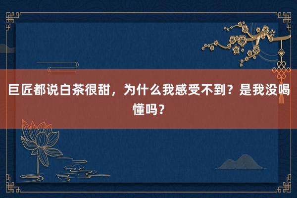 巨匠都说白茶很甜，为什么我感受不到？是我没喝懂吗？